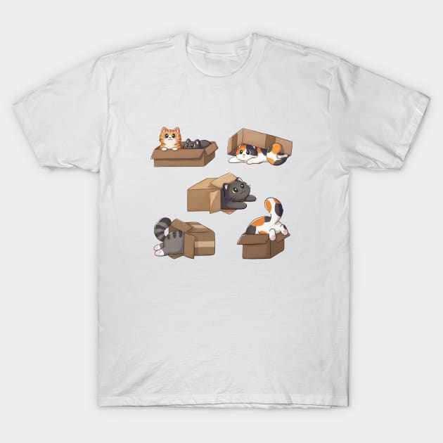 Cute Cats In Boxes T-Shirt by Meowrye